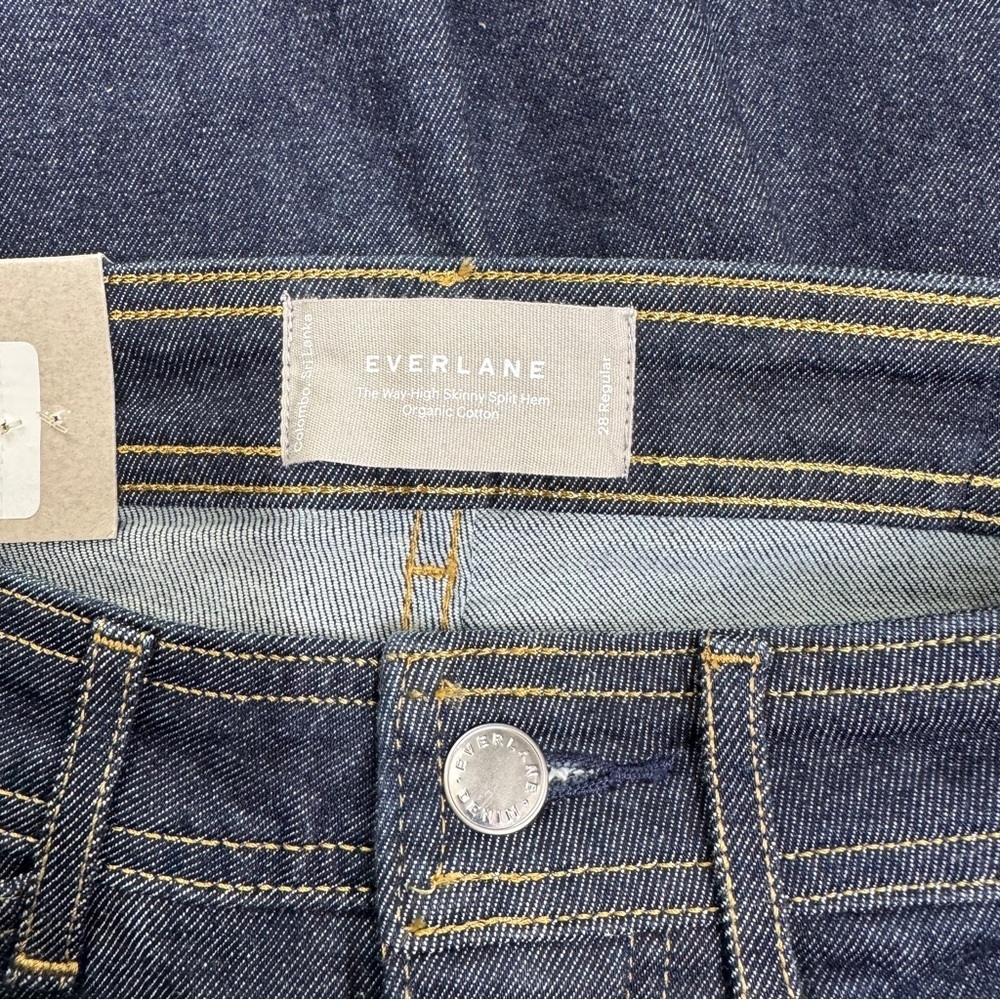 {Everlane} "The Way High Skinny Split Hem" Dark Navy Blue Stretch Denim Jeans - Picture 6 of 8